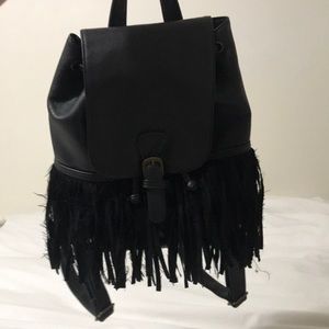 Black fringe backpack